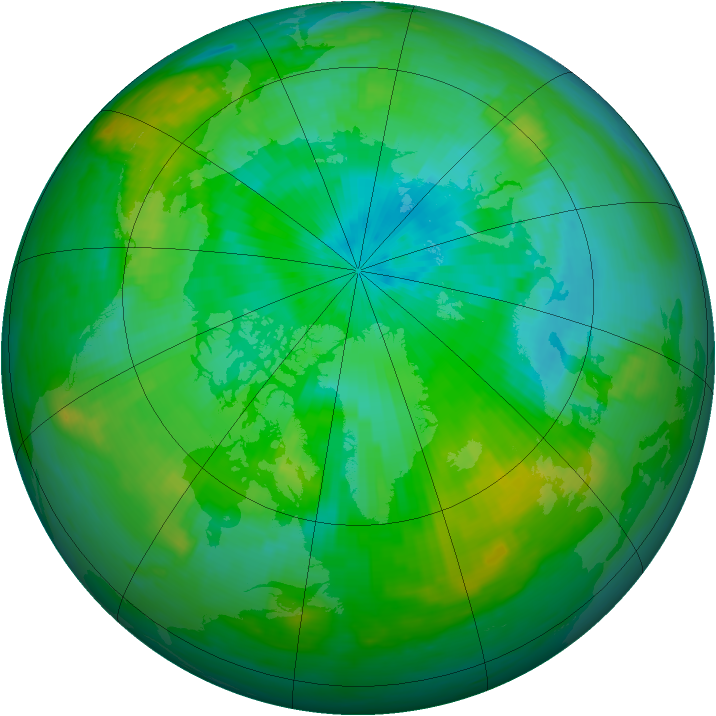 Arctic ozone map for 10 August 1985
